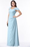 ColsBM Clare Ice Blue Modest Sweetheart Short Sleeve Floor Length Pleated Plus Size Bridesmaid Dresses