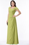 ColsBM Clare Linden Green Modest Sweetheart Short Sleeve Floor Length Pleated Plus Size Bridesmaid Dresses