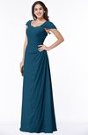 ColsBM Clare Moroccan Blue Modest Sweetheart Short Sleeve Floor Length Pleated Plus Size Bridesmaid Dresses