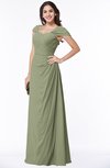 ColsBM Clare Moss Green Modest Sweetheart Short Sleeve Floor Length Pleated Plus Size Bridesmaid Dresses
