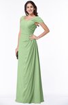 ColsBM Clare Sage Green Modest Sweetheart Short Sleeve Floor Length Pleated Plus Size Bridesmaid Dresses