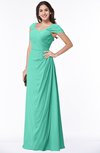 ColsBM Clare Seafoam Green Modest Sweetheart Short Sleeve Floor Length Pleated Plus Size Bridesmaid Dresses