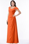 ColsBM Clare Tangerine Modest Sweetheart Short Sleeve Floor Length Pleated Plus Size Bridesmaid Dresses