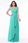 ColsBM Melody Blue Turquoise Glamorous A-line Sleeveless Zipper Chiffon Floor Length Plus Size Bridesmaid Dresses