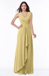 ColsBM Melody Gold Glamorous A-line Sleeveless Zipper Chiffon Floor Length Plus Size Bridesmaid Dresses