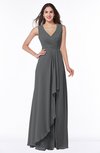ColsBM Melody Grey Glamorous A-line Sleeveless Zipper Chiffon Floor Length Plus Size Bridesmaid Dresses