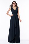 ColsBM Melody Navy Blue Glamorous A-line Sleeveless Zipper Chiffon Floor Length Plus Size Bridesmaid Dresses