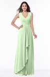 ColsBM Melody Pale Green Glamorous A-line Sleeveless Zipper Chiffon Floor Length Plus Size Bridesmaid Dresses