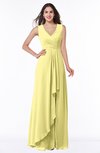 ColsBM Melody Pastel Yellow Glamorous A-line Sleeveless Zipper Chiffon Floor Length Plus Size Bridesmaid Dresses