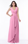 ColsBM Melody Pink Glamorous A-line Sleeveless Zipper Chiffon Floor Length Plus Size Bridesmaid Dresses