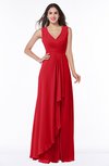 ColsBM Melody Red Glamorous A-line Sleeveless Zipper Chiffon Floor Length Plus Size Bridesmaid Dresses
