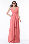 ColsBM Melody Shell Pink Glamorous A-line Sleeveless Zipper Chiffon Floor Length Plus Size Bridesmaid Dresses