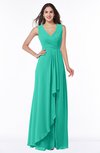 ColsBM Melody Viridian Green Glamorous A-line Sleeveless Zipper Chiffon Floor Length Plus Size Bridesmaid Dresses