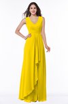 ColsBM Melody Yellow Glamorous A-line Sleeveless Zipper Chiffon Floor Length Plus Size Bridesmaid Dresses