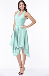 ColsBM Delaney Blue Glass Cute A-line Sleeveless Zip up Chiffon Tea Length Plus Size Bridesmaid Dresses