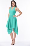 ColsBM Delaney Blue Turquoise Cute A-line Sleeveless Zip up Chiffon Tea Length Plus Size Bridesmaid Dresses