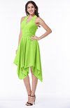 ColsBM Delaney Bright Green Cute A-line Sleeveless Zip up Chiffon Tea Length Plus Size Bridesmaid Dresses