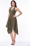 ColsBM Delaney Carafe Brown Cute A-line Sleeveless Zip up Chiffon Tea Length Plus Size Bridesmaid Dresses