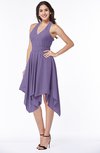 ColsBM Delaney Chalk Violet Cute A-line Sleeveless Zip up Chiffon Tea Length Plus Size Bridesmaid Dresses