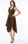 ColsBM Delaney Chocolate Brown Cute A-line Sleeveless Zip up Chiffon Tea Length Plus Size Bridesmaid Dresses