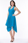 ColsBM Delaney Cornflower Blue Cute A-line Sleeveless Zip up Chiffon Tea Length Plus Size Bridesmaid Dresses