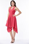 ColsBM Delaney Guava Cute A-line Sleeveless Zip up Chiffon Tea Length Plus Size Bridesmaid Dresses