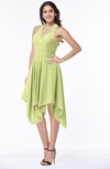 ColsBM Delaney Lime Green Cute A-line Sleeveless Zip up Chiffon Tea Length Plus Size Bridesmaid Dresses