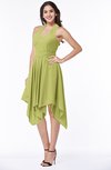 ColsBM Delaney Linden Green Cute A-line Sleeveless Zip up Chiffon Tea Length Plus Size Bridesmaid Dresses