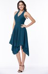 ColsBM Delaney Moroccan Blue Cute A-line Sleeveless Zip up Chiffon Tea Length Plus Size Bridesmaid Dresses
