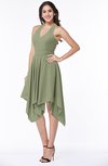 ColsBM Delaney Moss Green Cute A-line Sleeveless Zip up Chiffon Tea Length Plus Size Bridesmaid Dresses