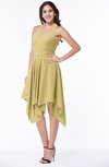 ColsBM Delaney New Wheat Cute A-line Sleeveless Zip up Chiffon Tea Length Plus Size Bridesmaid Dresses