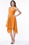 ColsBM Delaney Orange Cute A-line Sleeveless Zip up Chiffon Tea Length Plus Size Bridesmaid Dresses