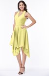 ColsBM Delaney Pastel Yellow Cute A-line Sleeveless Zip up Chiffon Tea Length Plus Size Bridesmaid Dresses
