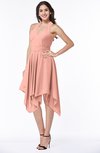 ColsBM Delaney Peach Cute A-line Sleeveless Zip up Chiffon Tea Length Plus Size Bridesmaid Dresses