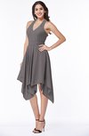 ColsBM Delaney Ridge Grey Cute A-line Sleeveless Zip up Chiffon Tea Length Plus Size Bridesmaid Dresses