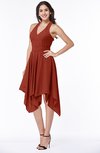 ColsBM Delaney Rust Cute A-line Sleeveless Zip up Chiffon Tea Length Plus Size Bridesmaid Dresses