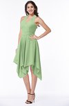 ColsBM Delaney Sage Green Cute A-line Sleeveless Zip up Chiffon Tea Length Plus Size Bridesmaid Dresses