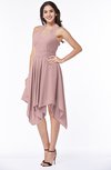 ColsBM Delaney Silver Pink Cute A-line Sleeveless Zip up Chiffon Tea Length Plus Size Bridesmaid Dresses