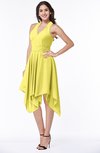 ColsBM Delaney Yellow Iris Cute A-line Sleeveless Zip up Chiffon Tea Length Plus Size Bridesmaid Dresses