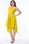 ColsBM Delaney Yellow Cute A-line Sleeveless Zip up Chiffon Tea Length Plus Size Bridesmaid Dresses