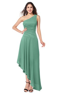 ColsBM Angela Beryl Green Simple A-line One Shoulder Half Backless Ruching Plus Size Bridesmaid Dresses