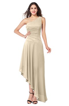 ColsBM Angela Champagne Simple A-line One Shoulder Half Backless Ruching Plus Size Bridesmaid Dresses