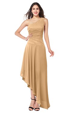 ColsBM Angela Desert Mist Simple A-line One Shoulder Half Backless Ruching Plus Size Bridesmaid Dresses