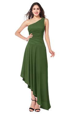 ColsBM Angela Garden Green Simple A-line One Shoulder Half Backless Ruching Plus Size Bridesmaid Dresses