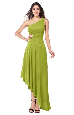 ColsBM Angela Green Oasis Simple A-line One Shoulder Half Backless Ruching Plus Size Bridesmaid Dresses