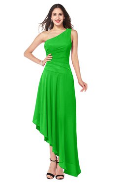 ColsBM Angela Jasmine Green Simple A-line One Shoulder Half Backless Ruching Plus Size Bridesmaid Dresses