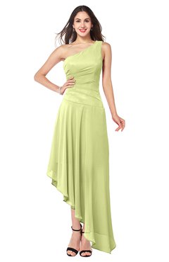 ColsBM Angela Lime Green Simple A-line One Shoulder Half Backless Ruching Plus Size Bridesmaid Dresses