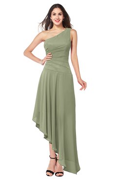 ColsBM Angela Moss Green Simple A-line One Shoulder Half Backless Ruching Plus Size Bridesmaid Dresses