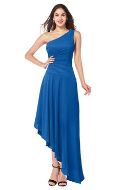 ColsBM Angela Royal Blue Simple A-line One Shoulder Half Backless Ruching Plus Size Bridesmaid Dresses