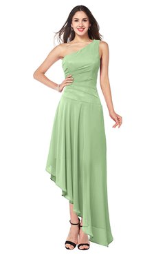 ColsBM Angela Sage Green Simple A-line One Shoulder Half Backless Ruching Plus Size Bridesmaid Dresses